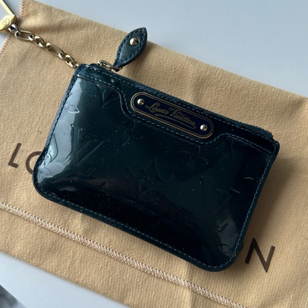 Green Louis Vuitton Monogram Vernis Key Pouch